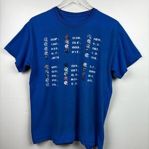 NFL Pixelated Abbreviated Teams Blue Vintage (?) Helmets Tee